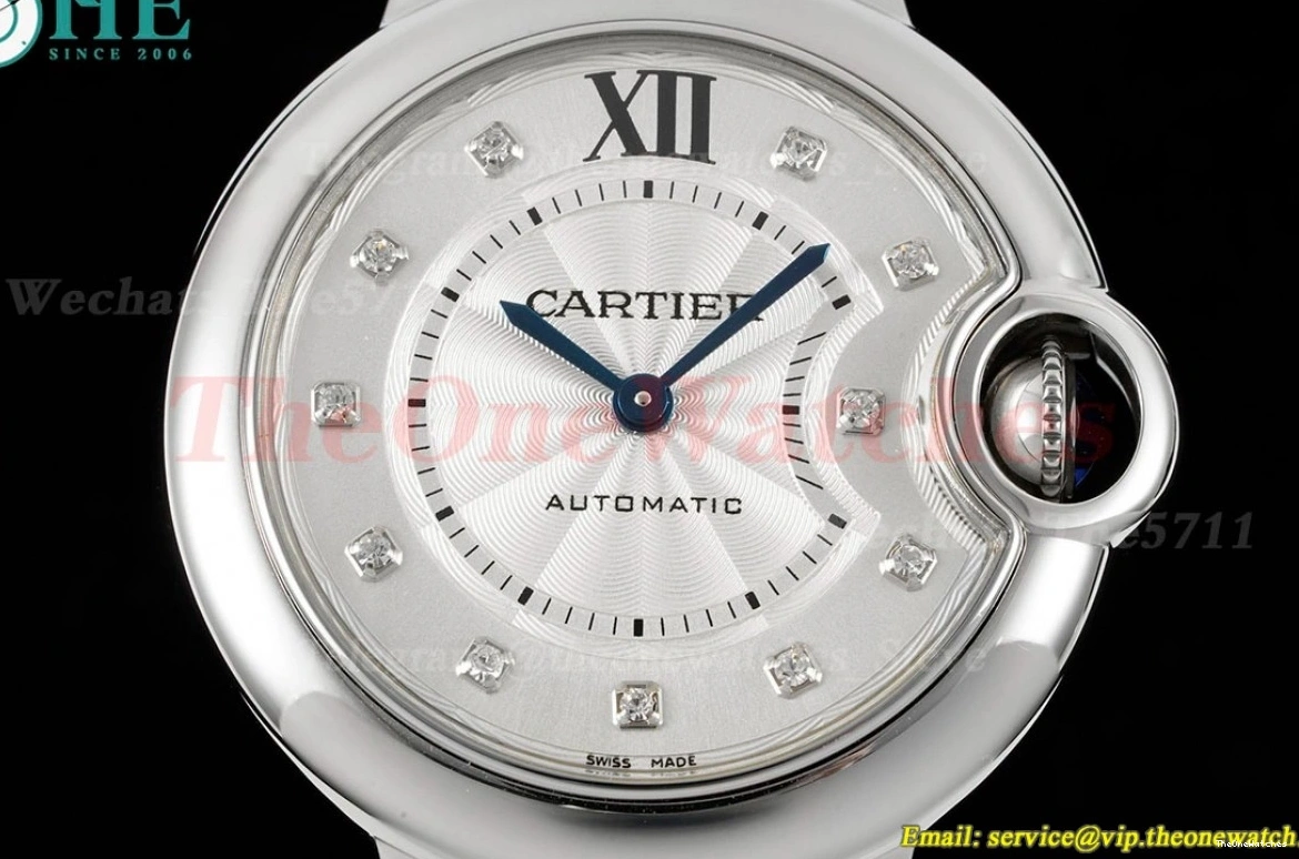 Dia 3KF SS Ballon Bleu 33mm Cartier Wht A076 Ladies SS De 0512